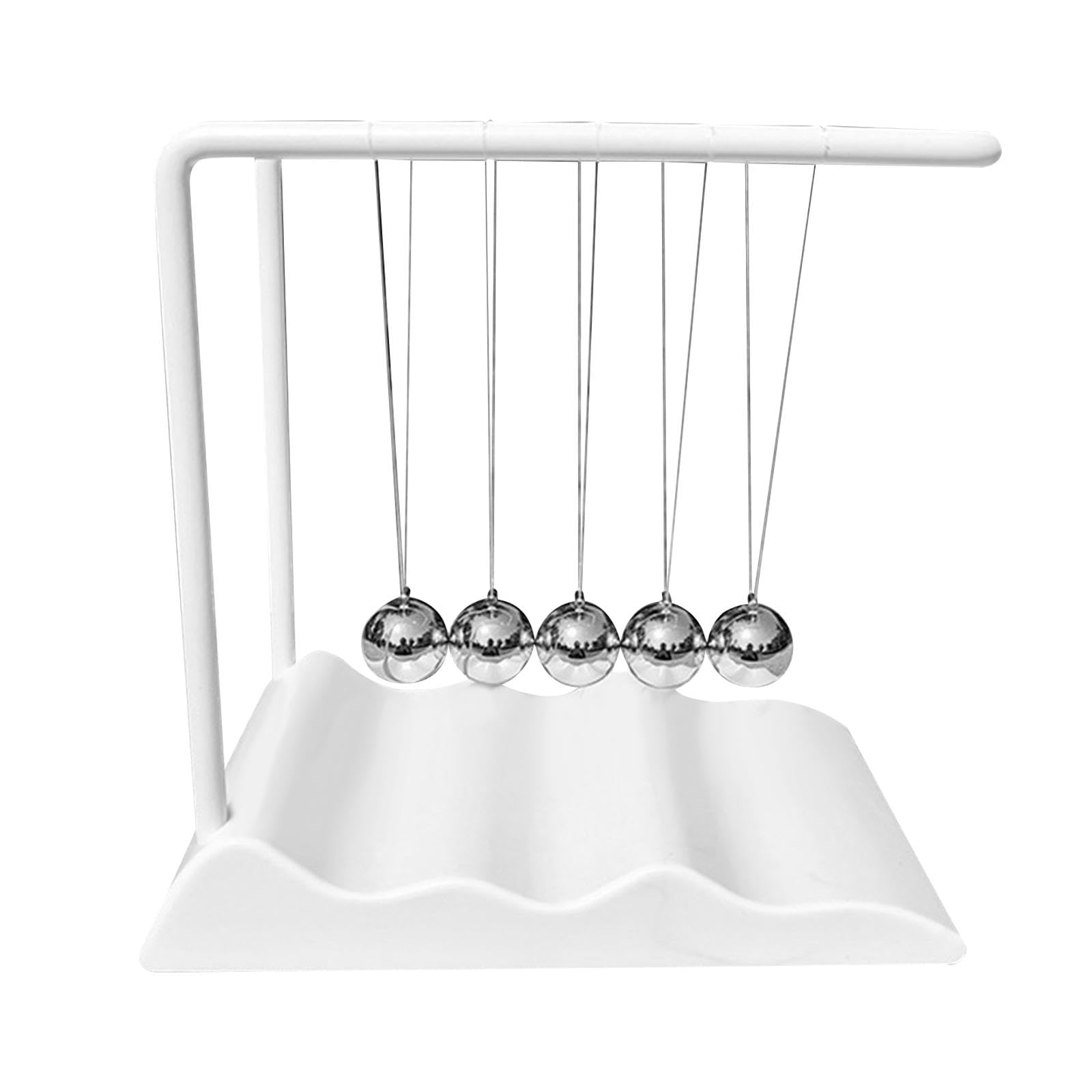 F Fityle Newton's Cradle Balance Balls Swinging Balls Versatile Classic Desk Toy Physics Gadget for Living Room Desktop Home Office, White