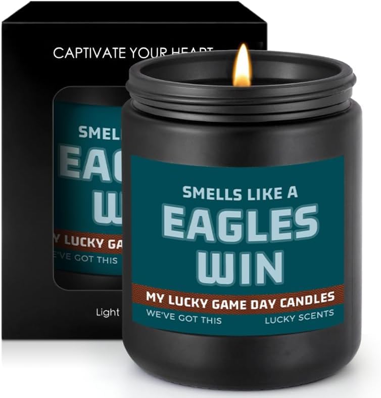 Smells Like A Eagles Win Scented Candle Football Themed Merch Fan Shop Men Women Sport Stuff Gear Decor Team Accessories Ornaments Bf Boyfriend Naughty Weird Novelty Cool Special Present Funny Gift