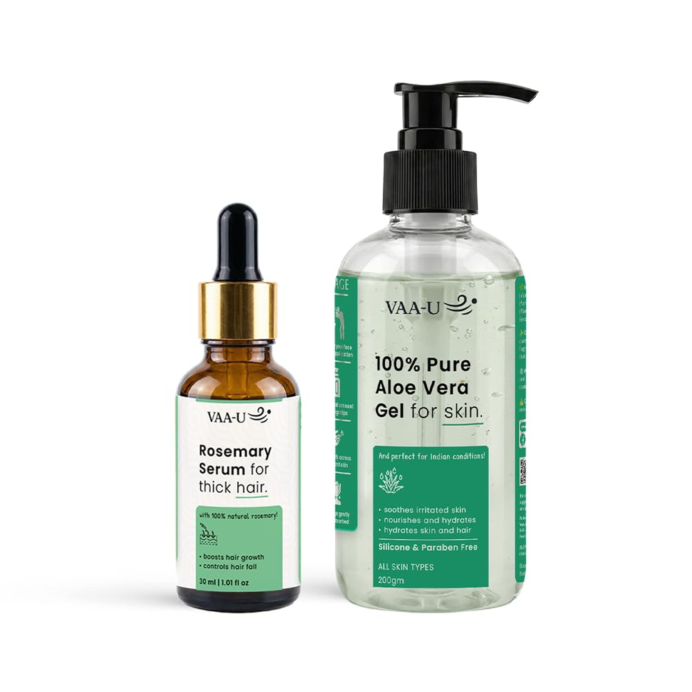 Aloe Vera Gel 200g & Rosemary Hair Growth Serum 30ml | Skin & Hair Care | Multi Purpose Care | Lightweight Formula | Fast Absorbing | Skin & Hair Care | Non Sticky | Combo Pack-image-37