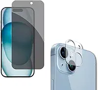 Película De Vidro Privacidade 3D Anti Spy Tela Toda Para iPhone + Película Lente de Câmera (iPhone 15)