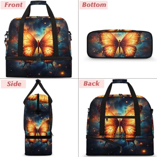 Large Weekender Overnight Bags Galaxy Fire Butterfly Travel Duffel Bag for Women Men Gym Bag With Shoe Compartment Foldie Travel Tote Bag Carry On Personal Item Bag for Travel Gym Sports3