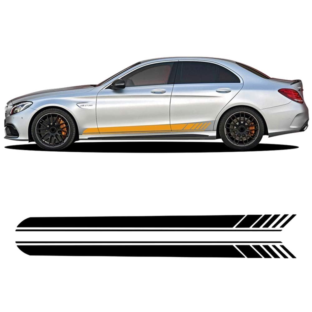 UNCLE LIAO Car Side Skirt For Mercedes Benz A C E CLA CLS GLA GLC GLE Class AMG GT W204 W205 Auto Car Door Sticker Side Step Skirt.,Yellow