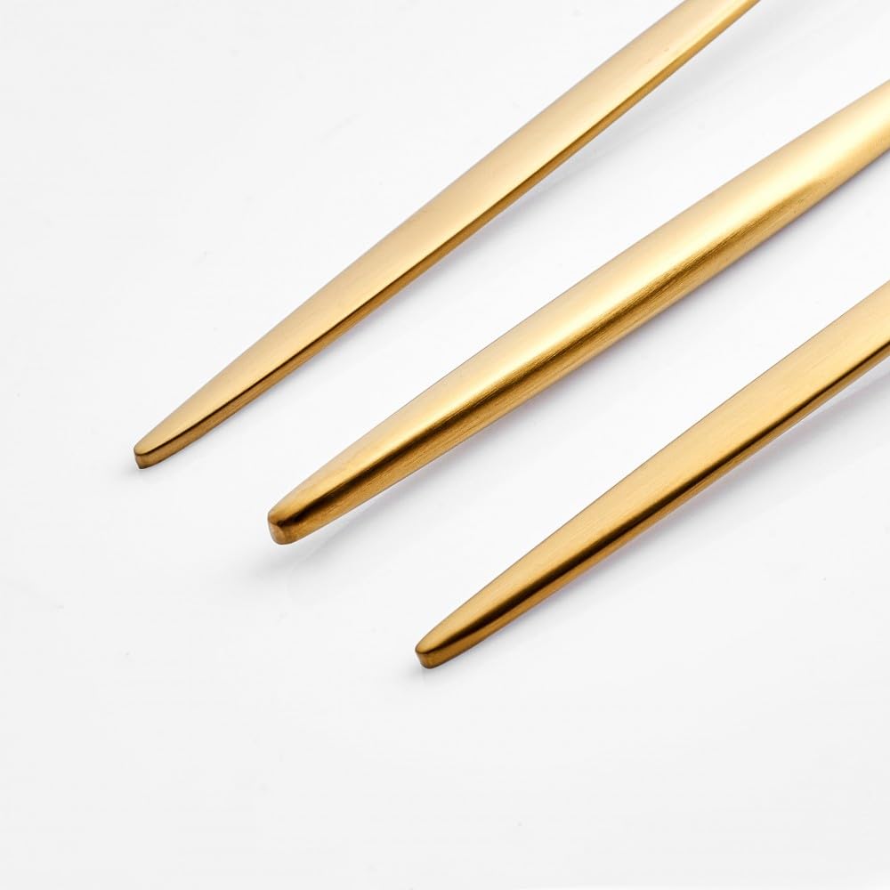 Karaca Lızbon Matte Gold - Cubertería para 6 personas, 30 piezas