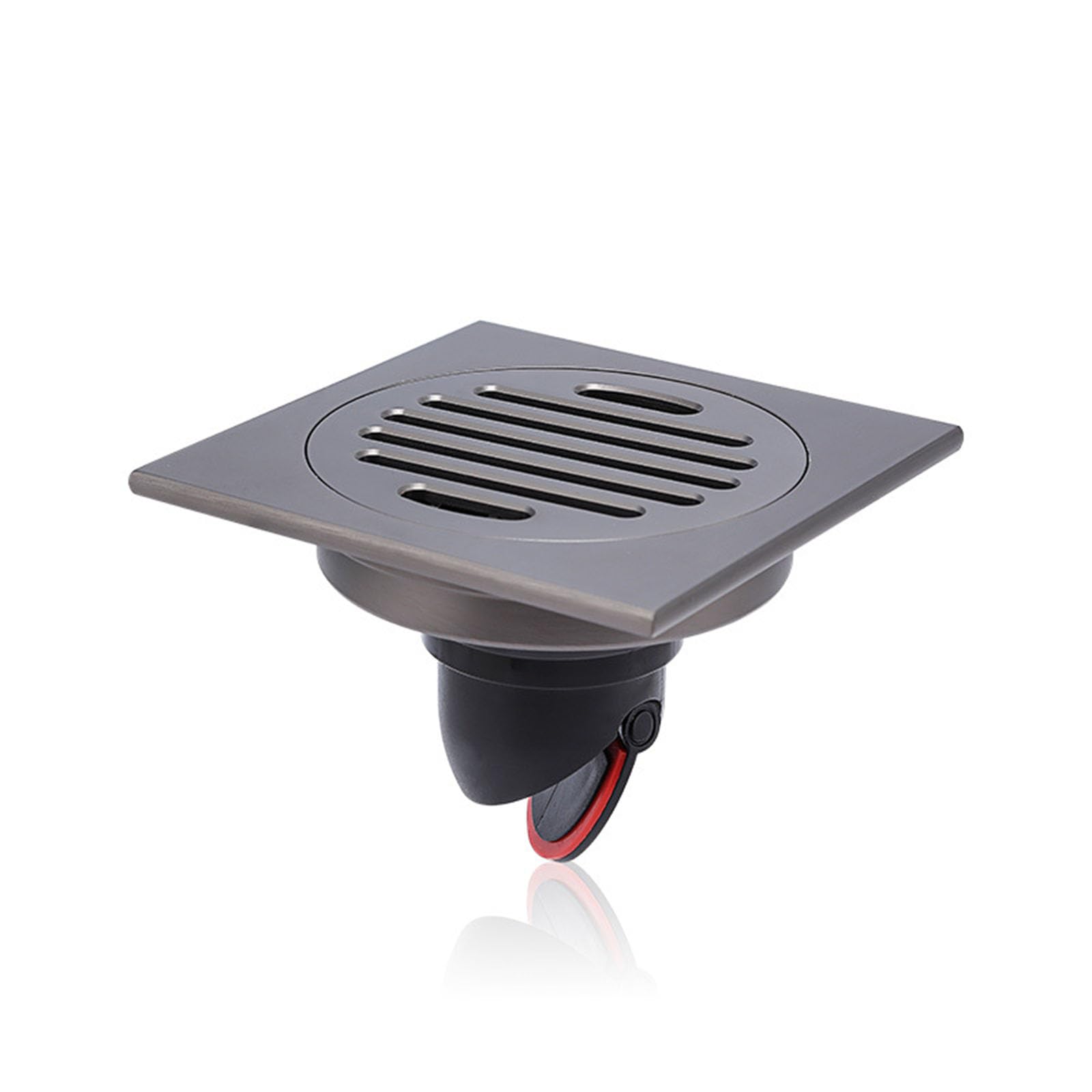 Siphon De Sol Carré 3,93 inch, Siphon Douche Droit Anti-odeurs en Laiton avec Grille Amovible Et Filtre À Cheveux pour Machine À Laver, Salle De Bain, Douche,3.93 in x 3.93 in,M
