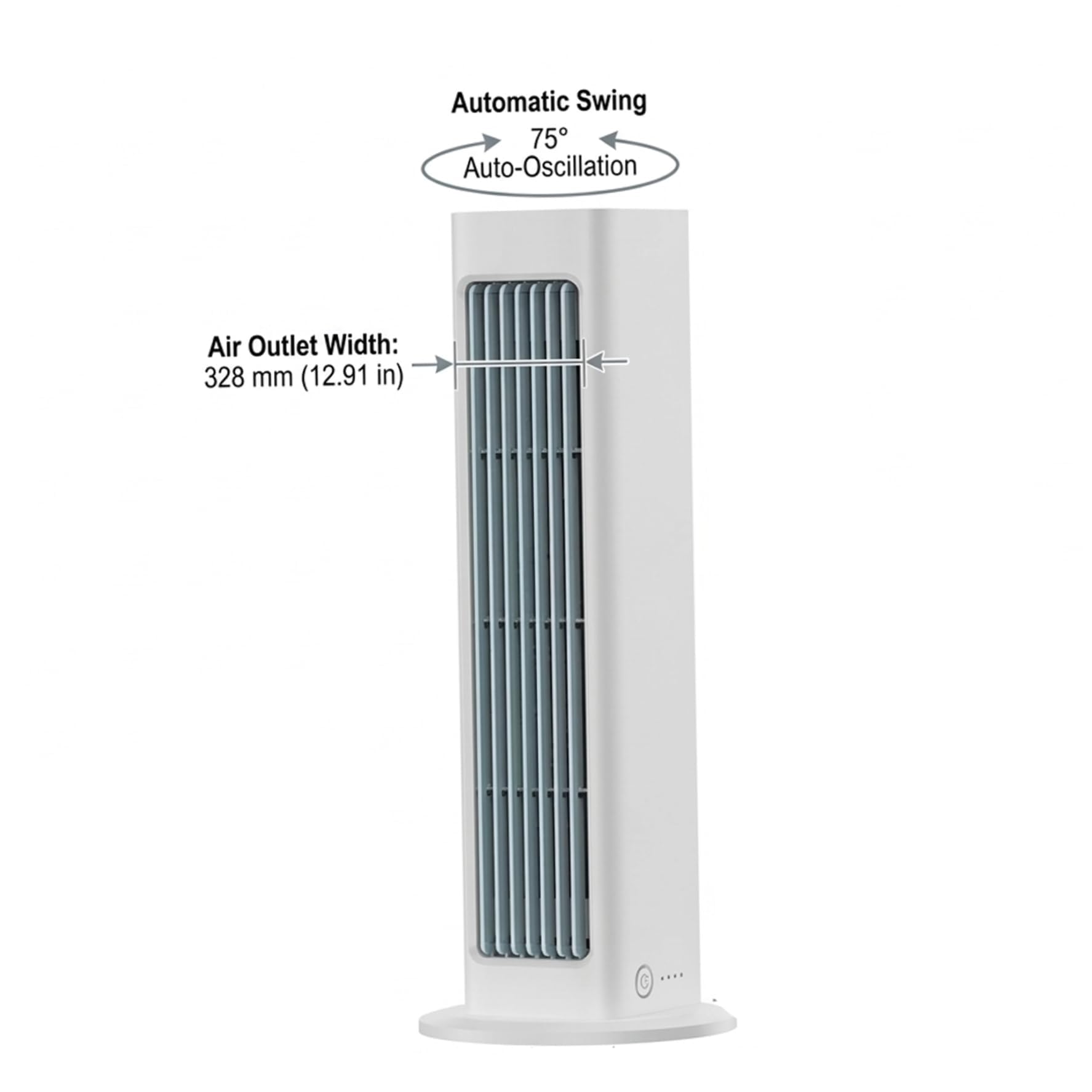 Ventilador de torre portátil sin aspas, 4000 mAh recargable pequeño enfriador de aire con control remoto, 3 velocidades, oscilación de 60° para oficina y hogar