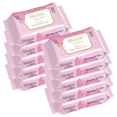 Image of Co. Rose Flush Makeup Remover Wipes | Alcohol-Free, Paraben-Free, Vegan & Cruelty-Free | Rose-Infused Makeup Removing Wipes | 250 Wipes (Pack of 10)