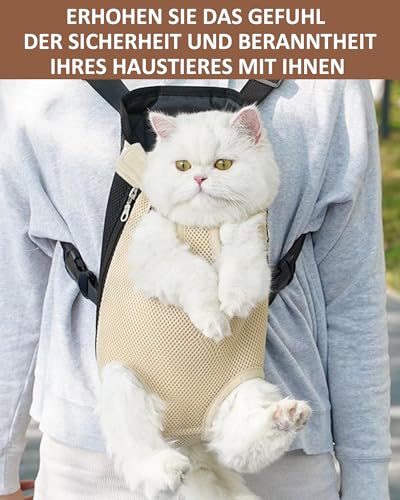 Thapncow Verstellbarer Haustierrucksack für Hunde, tragbarer, atmungsaktiver Katzenrucksack, Verstellbarer Hunderucksack，Brusttasche, vierbeiniger Rucksack