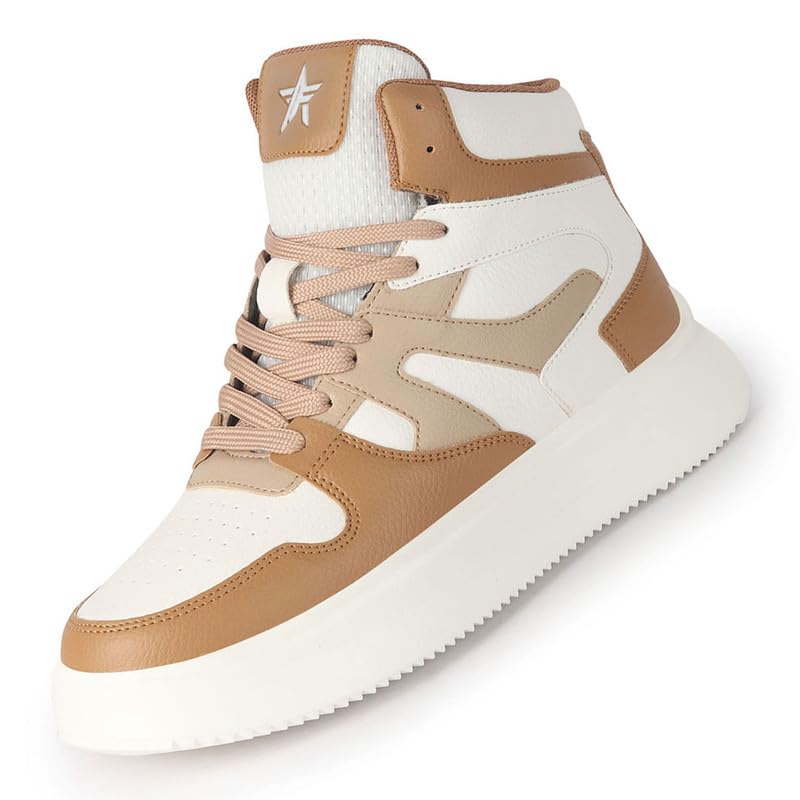 Image of FAUSTO Men High Top Colorblocked Ankle Lace Up Sneakers | Lightweight Casual Shoes with Memory Cushion Insole | Anti Skid Comfort Grip Sole