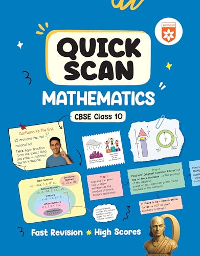 Image of Arihant Quick Scan Mathematics | CBSE Class 10 | Fast Revision Notes for High Scores | NCERT Theory, Handwritten Notes, Flow Charts & Tables, 3D Images | Based on CBSE Syllabus