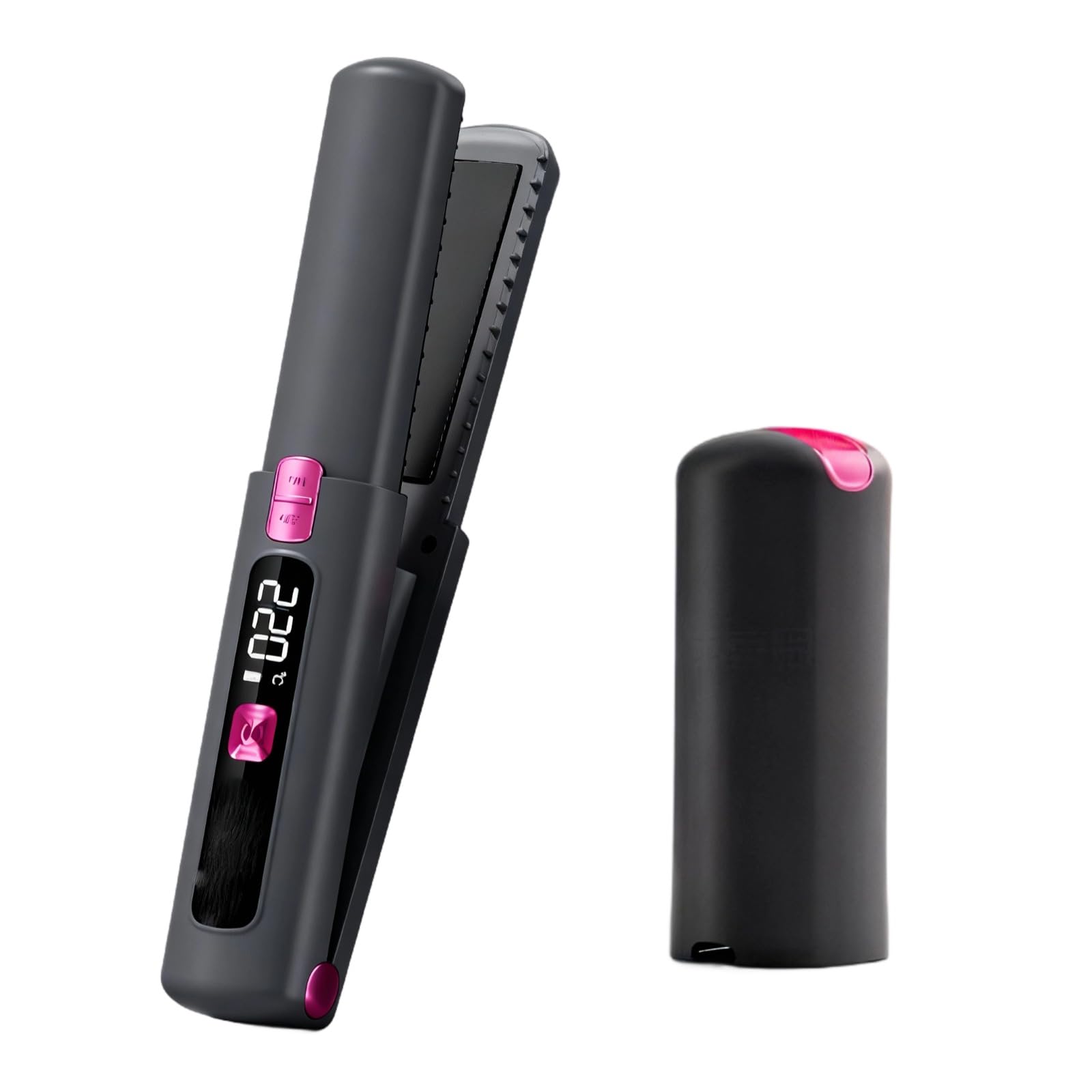 Piastra per capelli senza fili, 2 in 1, mini piastra portatile per lisciare e arricciare, 6 impostazioni di temperatura, batteria da 4500 mAh, ricaricabile tramite USB C, display LCD, rivestimento in