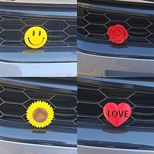 Image of 3D Rose Grill Badge Including Holder, Realistic Stylish Detail 3D Printing Plastic (PLA), Install on Any Vehicles