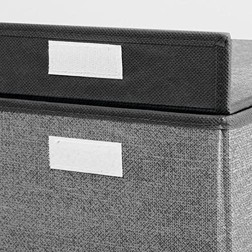 mDesign Double Laundry Bin  Foldable Laundry Basket for Bathroom or Bedroom  Also Suitable as Kids' Laundry Bin  Grey/Black