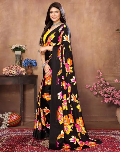 Image of Yashika Women's Tussar Silk Printed Ready To Wear one Minute Saree With Unstitched Blouse | 1 Minute saree | Ready To Wear sari | saree for women