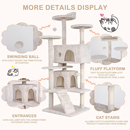 Árbol para gatos multi-nivel de 70 pulgadas con poste rascador miniatura 4