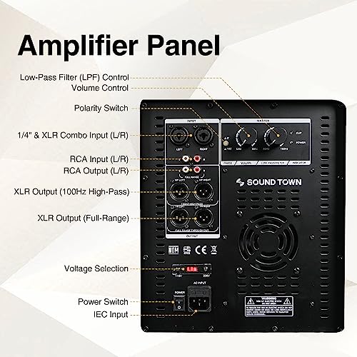 Image of Sound Town METIS Series 2400 Watts 18 inch Powered PA /DJ Subwoofer with Class-D Amplifier, Birch Plywood, Black (METIS-PRO18AS)