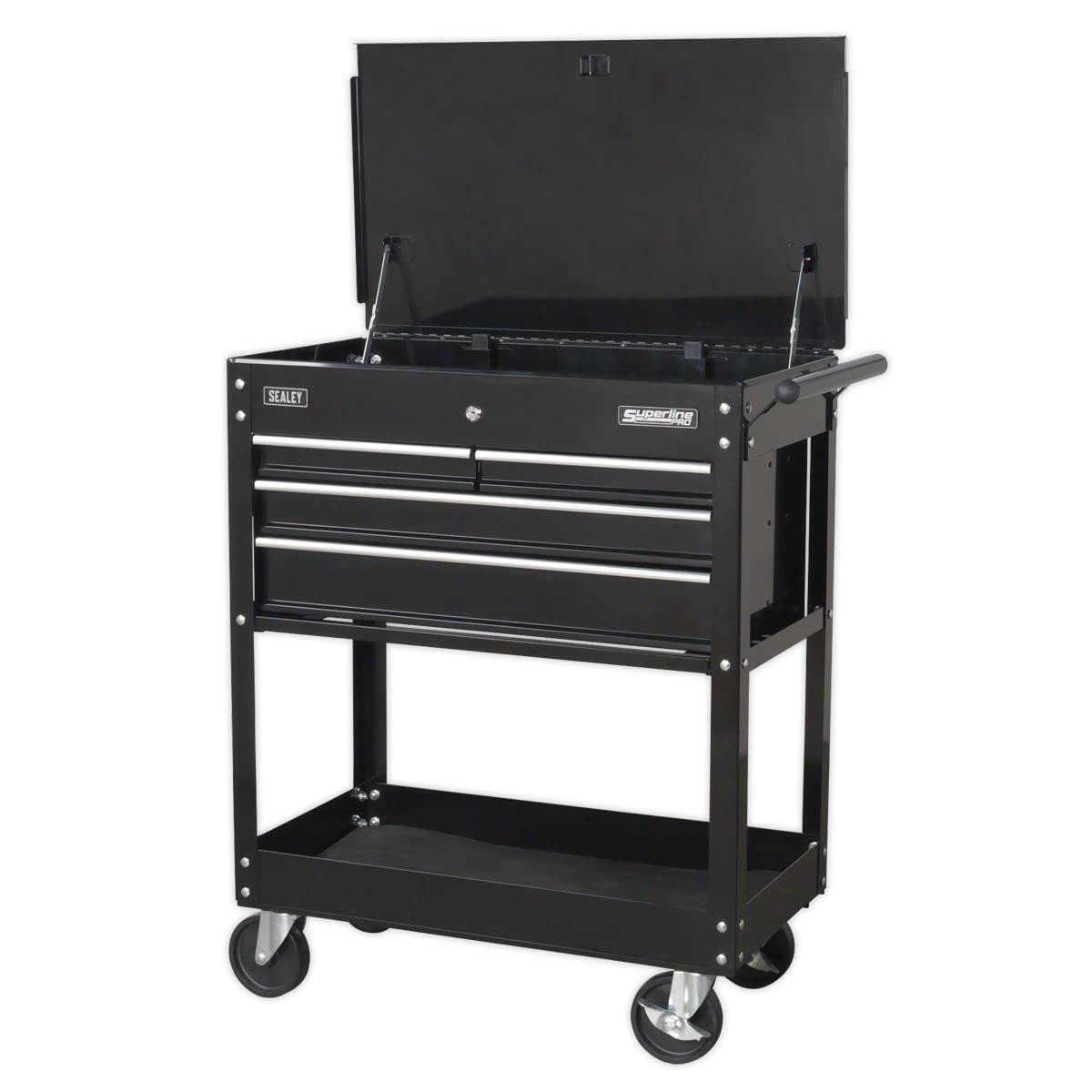 Sealey 4 Drawer Heavy Duty Mobile Tool and Parts Trolley Black