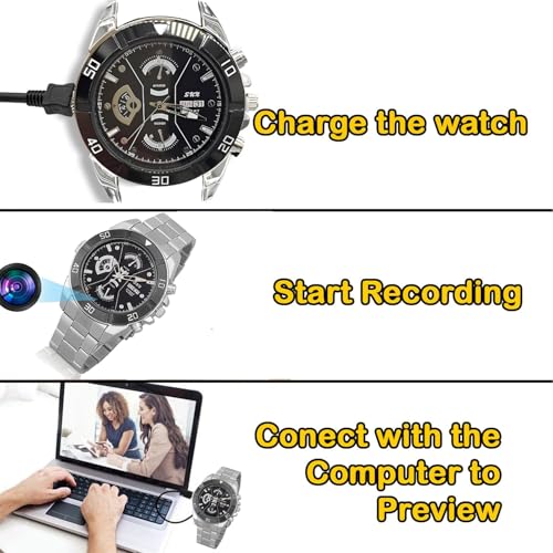 Image of m mhb New Full HD 1080p Security Camera HD Spy Wrist Watch Camera Surveillance Indoor Outdoor Hd Video Recording with Inbuilt 32GB SD Card