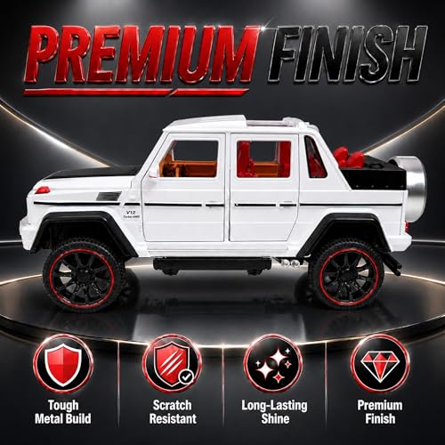 Image of GRAPHENE1:22 Scale Die Cast Metal Toy Car Alloy Pull Back Action Openable Doors White Friction Jeep Model Car Light Realistic Sound Miniature SUV Best Gift for Car Collectors 2+yrs Kids Boys Girls