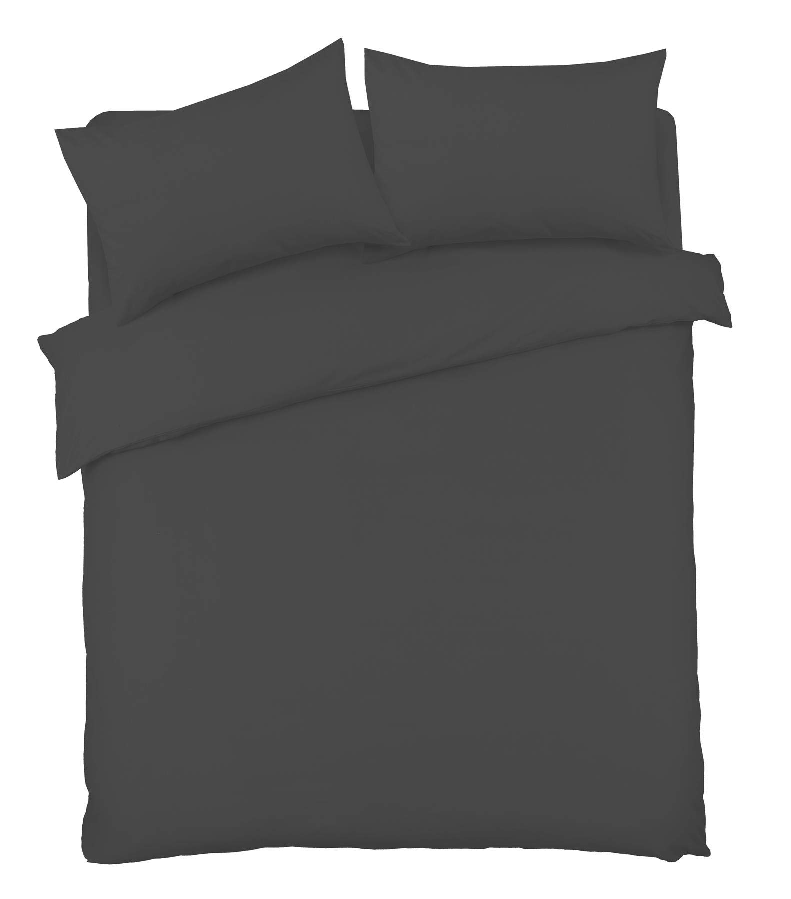 Olivia Rocco Duvet Cover Set Easy Care Plain Dyed Quilt Cover Sets, Double Charcoal