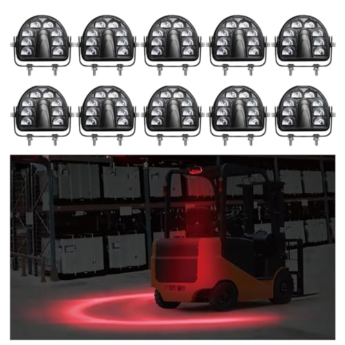 Image of ONERAY 10Pack Forklift Safety Light Red Arc LED Warning Light Warehouse Pedestrian Warning Arch Zone Spotlight 40W DC10-80V for Truck Security Indicator Spotlight Brightness (New)