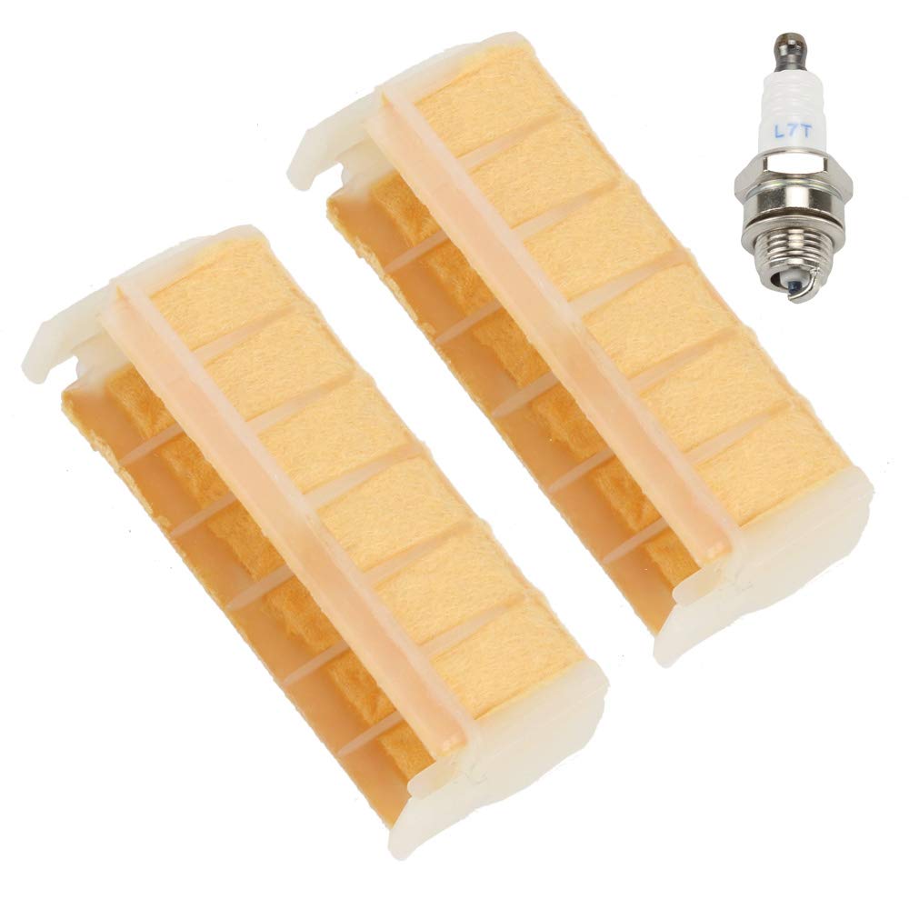 Powtol Mckin (Pack of 2) Air Filter fits Stihl 021 023 025 MS210 MS230 MS250 1123 120 1613 Chainsaw Parts with Spark Plug
