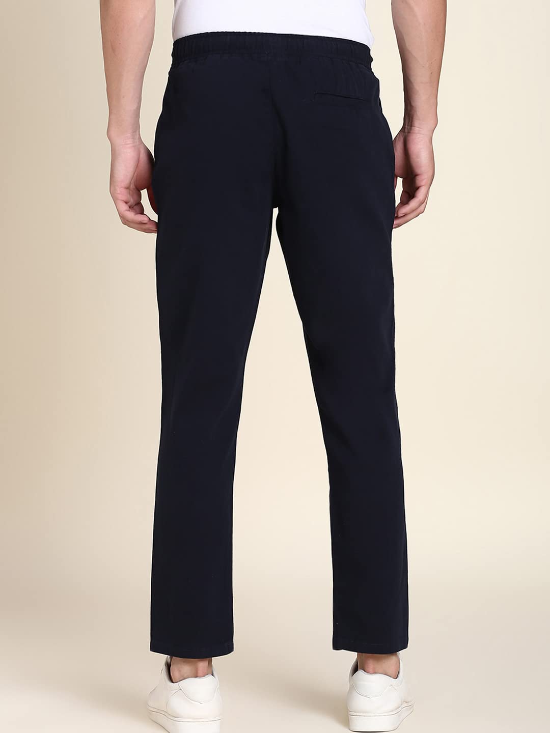 Dennis Lingo Pantalones chinos elásticos de algodón para hombre, ajuste regular, color liso, pantalones casuales con cordón en la cintura