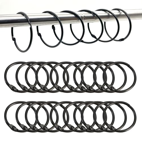 duoyif 50 mm 20 Pieces Ring Binding Rings Book Ring Round Carabiner Open Metal Ring for Curtain Rings Key Rings Paper Scrapbooking Rings (Black