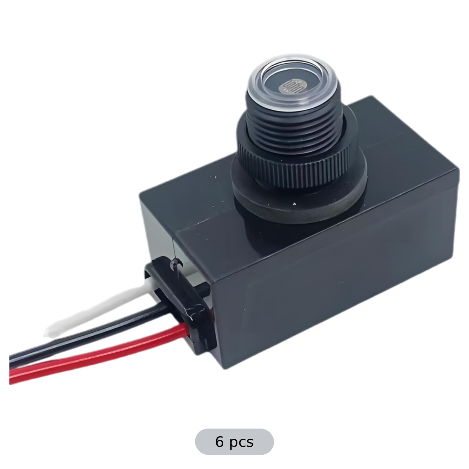 6 Stk. Dämmerungssensoren, 110-220 V Weitspannungs-Fotozellenschalter, Außen-Lichtsensorsteuerung, spritzwassergeschützt, 2,05-Zoll-Gehäuse, Metallkontakt, für Straßenlampen
