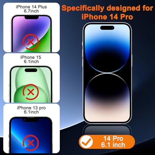 SIBEITU 2-Pack for iPhone 14 Pro Screen Protector, [Auto Alignment Kit] 6.1 Inch HD Clear Tempered Glass Film, Case Friendly Anti Scratch, 9H Hardness Auto Dust Removal Installation Protector