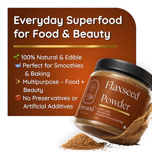 Image of Orrane Flaxseed Powder 150g Finely Ground Alsi Beej Powder for Smoothies, Baking and Cooking | Rich Omega 3 High Fibre Superfood | Supports Heart Health, Digestion & Weight Management