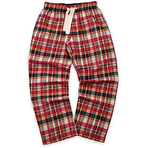 Mini Vanilla London Ladies Check Woven Brushed Warm Cotton Lounge Pants: Women's Check PJ bottoms, classic nightwear for women, sizes XS to XL. (RED, SM) Cover