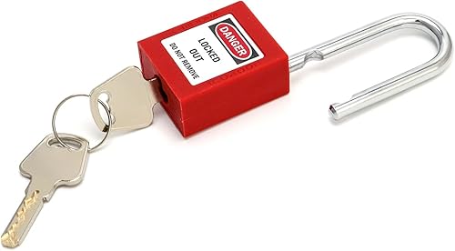 Miniatura 5 de QWORK Candado de seguridad rojo con etiqueta de bloqueo, 20 candados con 40 llaves, con llave diferente