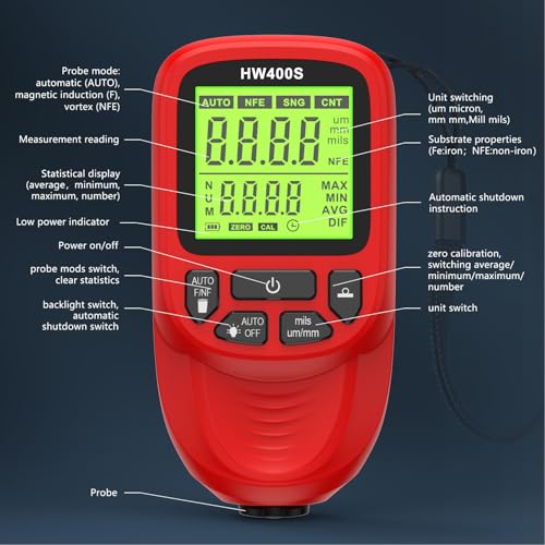 Medidor Digital de Espesor de Revestimiento Fabater HW400S miniatura 2