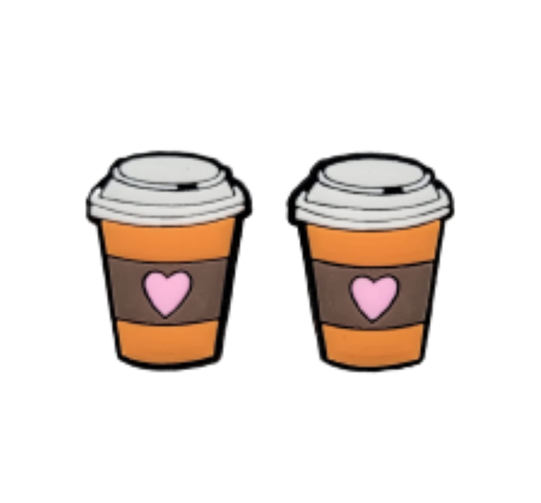 Coffee Shoe Charm compatible with Crocs Clogs Wristbands Set of 2 Latte