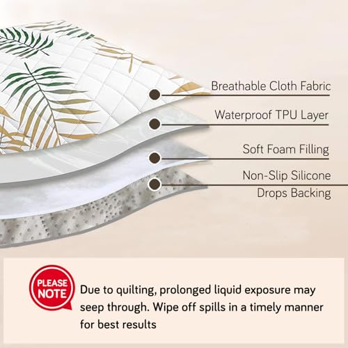 Image of HOKIPO Polyester Printed Waterproof + Anti-Slip + Quick Dry Sofa Seat Mats, Palm Leaves Forest Green - Length 60cm (AR-5229-P3)