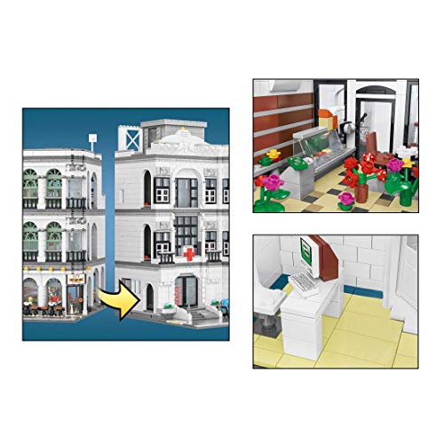 KEKRAV Modular House Construction Set, Innenstadt des Krankenhauses, 4953 Stück mit Lego kompatibel – Bild 4