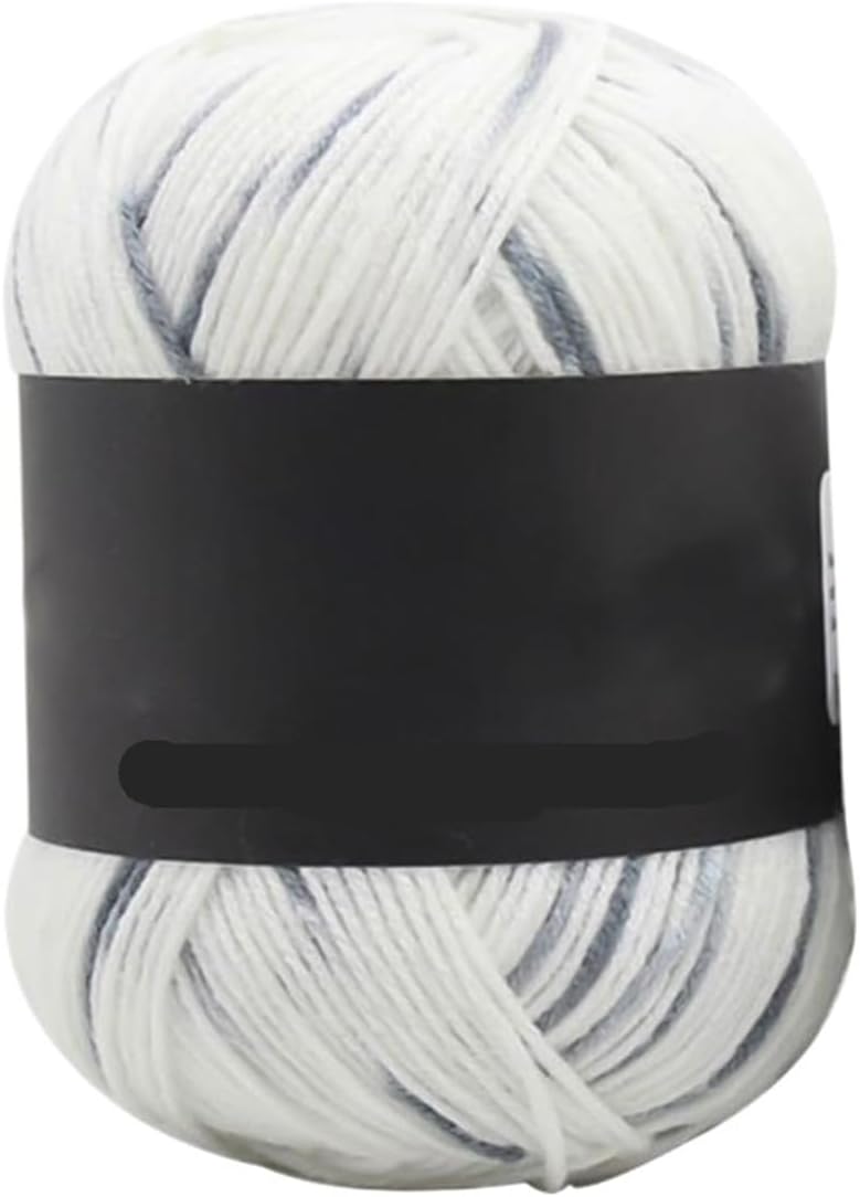130m Cotton Knitting Yarn Crochet Hand Knitted for Blanket Sweater(Grey White Section)
