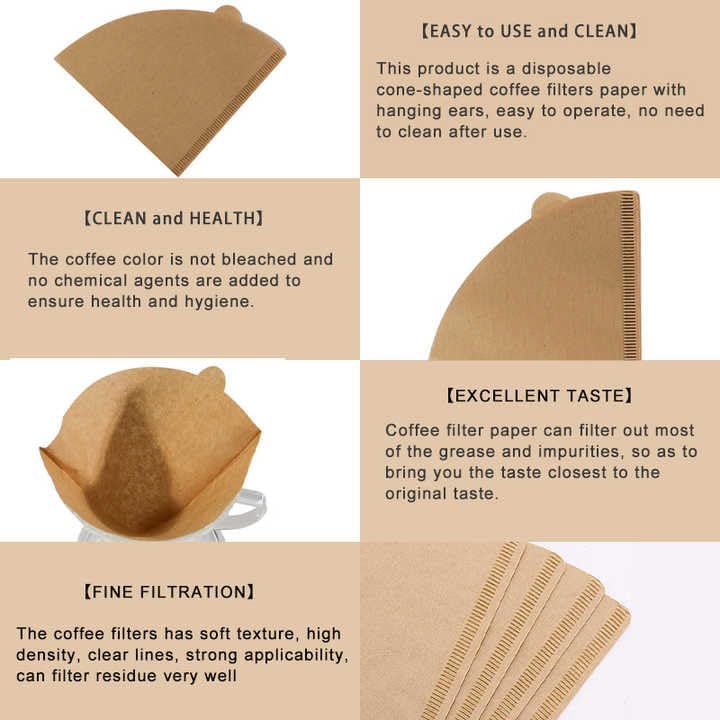Image of LUVINA Coffee Filter, Cone Coffee Filters 2, Pour Over Coffee Filter for v60 Coffee Dripper and Drip Coffee Maker, 1-4 Cup, 100 Count, Disposable Natural Unbleached Size 02 (100, Coffee Filter Paper)