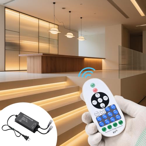 Image of Yescom 1-to-2 Receiver Remote Control for 2-Pin BiLume Neon Rope Light | 110-120V AC, Receiver box & Y-splitter power cord, Control both warm white neon flex lights, Easy plug-and-play install