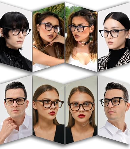 Image of AIEYEZO Fashion Blue Light Glasses for Women Men Retro Anti-Blue Light Eyeglasses TR90 Square Frame Computer Glasses