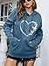 SOLY HUX Women's Graphic Hoodies Heart Print Drawstring Long Sleeve Pocket Sweatshirt Pullover Tops Dusty Blue Butterfly M