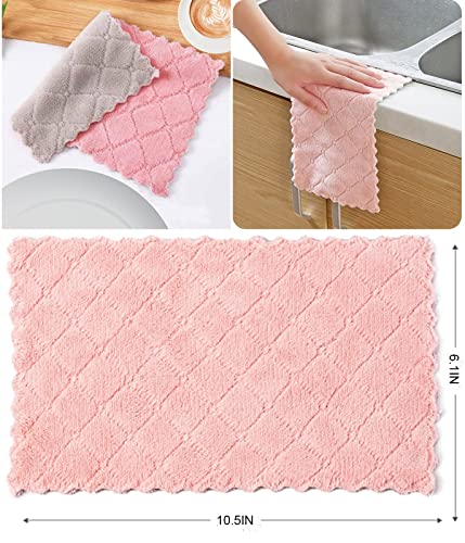 12 Pack Kitchen Towels Quick Dry Washcloths, Coral Velvet Dishtowels Multipurpose Reusable Dish Cloths, Soft Tea Towels Absorbent Cleaning Cloths Double-Sided Microfiber Towel Lint Free Cleaning Rags. #TOP4