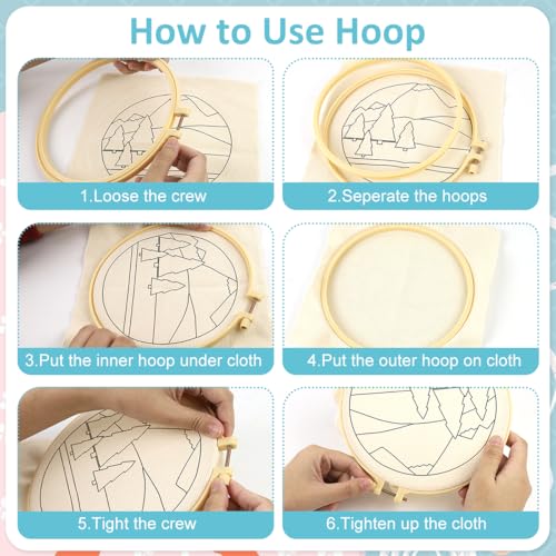 Image of PATPAT 20x20CM DIY Needle Felting Kit for Beginners Friendly Art Craft Kit Flower Poking Stitch Art Kit with Embroidery Punch Needles, DIY Embroidery Hoop, Felt Needle Kit Gift for Kids Adults