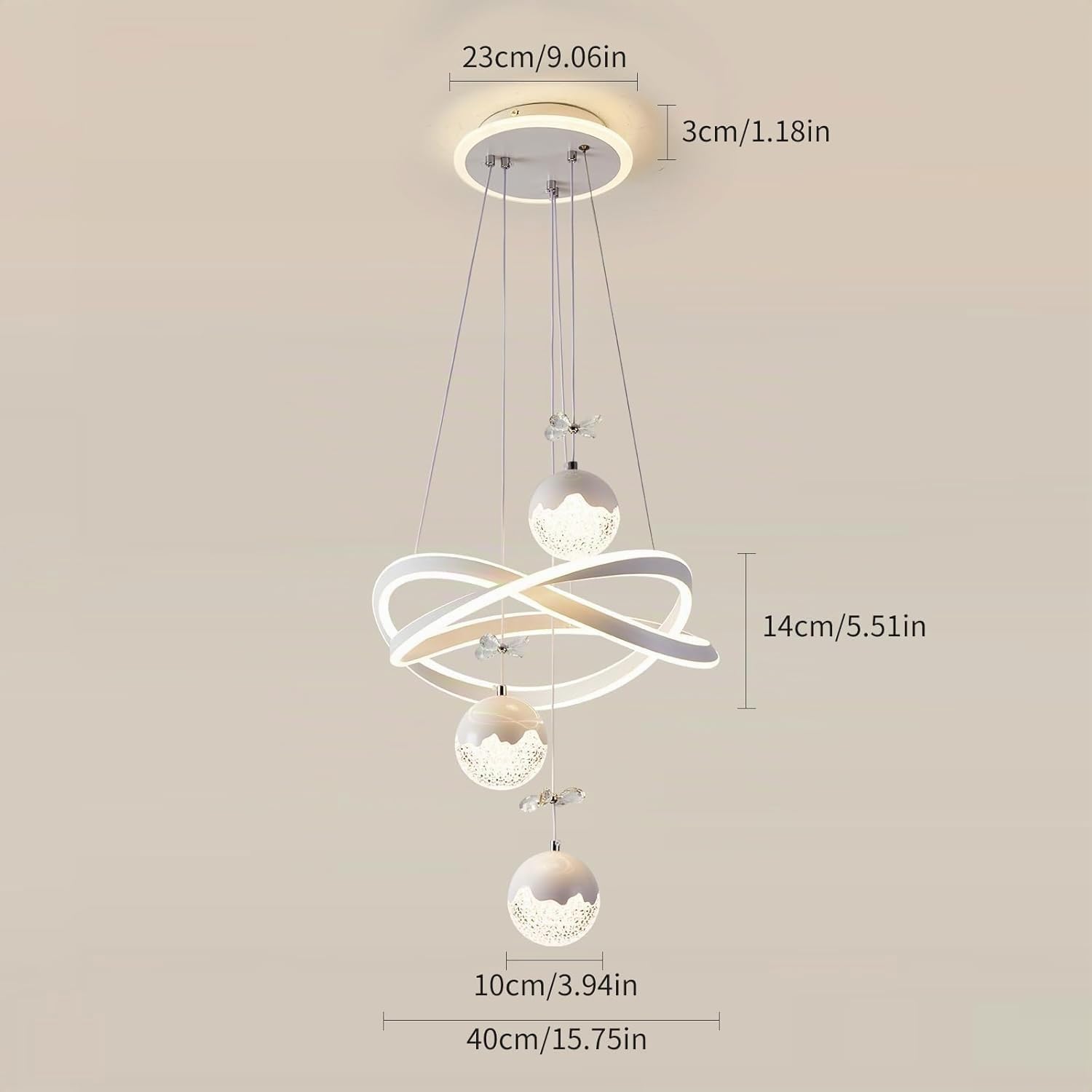 Lustre LED moderne éclairage décoratif d'intérieur suspension cristal à intensité variable en forme de fleur lampe suspendue table à manger 80W anneau aluminium blanc convient salle à manger sa