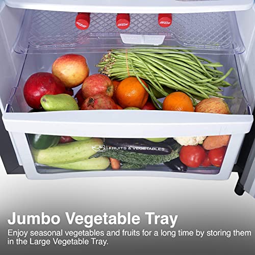 Image of Godrej 236 L 2 Star Inverter Frost-Free Double Door Refrigerator Appliance with Jumbo Vegetable Tray (RF EON 236B 25 HI SI ST, Stainless Steel)