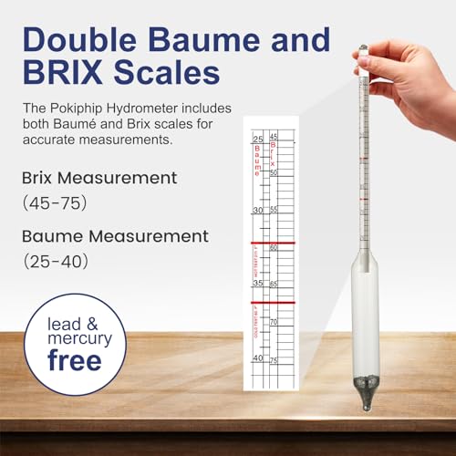 Image of Maple Syrup Hydrometer Test Cup Kit, Maple Syrup Density Kit, Measures Sugar Content in The Syrup, Stainless Steel Maple Syrup Kit, Easy to Read and Accurate, with Cleaning Brush