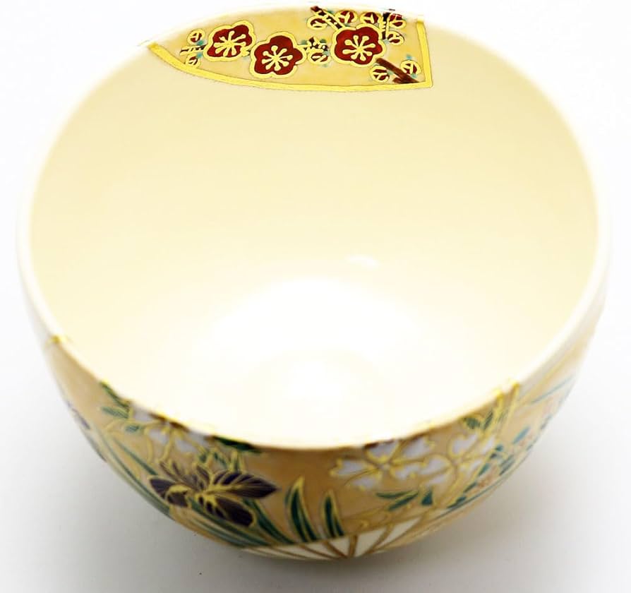 Amazon | 抹茶碗 色絵茶碗 「扇面草花」 木箱入り 通年物 茶道具