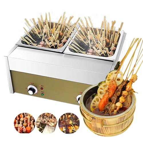 HARMONY PALACE Stainless Steel 18-Compartment Oden Cooker Pot, Double Cylinder, 110V 2.4KW, 16A Plug, 21.85x16.93x10.24inch, Commercial & Home Use, Japanese Fish Cake Soup Warmer, Food Warmer