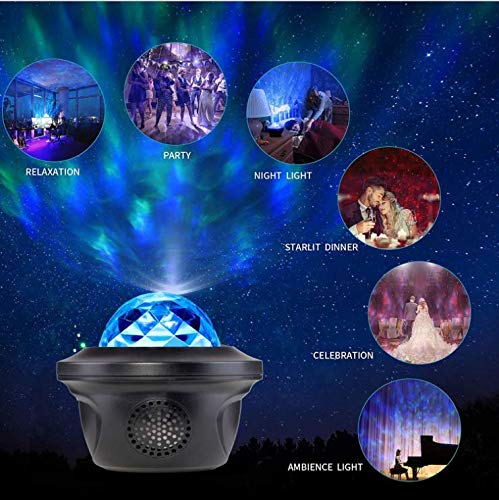 Nachtlampprojector, AUELEK LED-lichtprojector, sterrenlichten en Ocean Wave Galaxy Projector met muziek Bluetooth… - Image 6