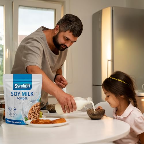 SYMKEN Sugar-free Soy Milk Powder 17.6 Oz (500g) | Vegan | High in Protein | Gluten free | Lactose free | Non-GMO | Plant-based | Non-Dairy | Added with Vitamins, Minerals, and Antioxidants